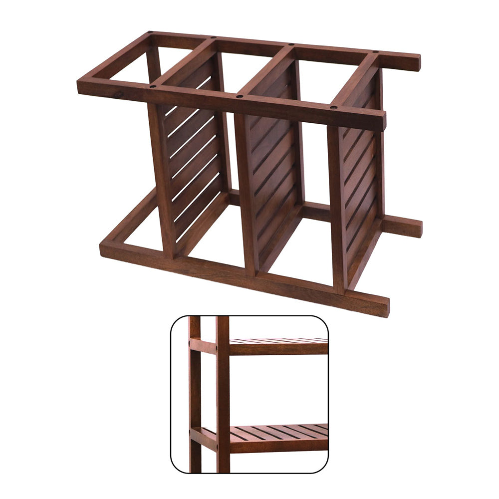 Wooden Storage Rack With 3 Shelves, Large - Walnut