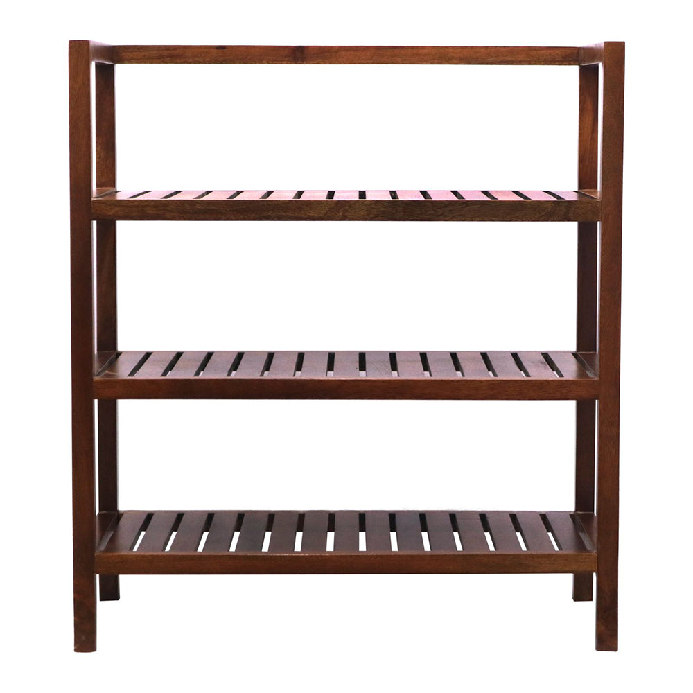 Wooden Storage Rack With 3 Shelves, Large - Walnut