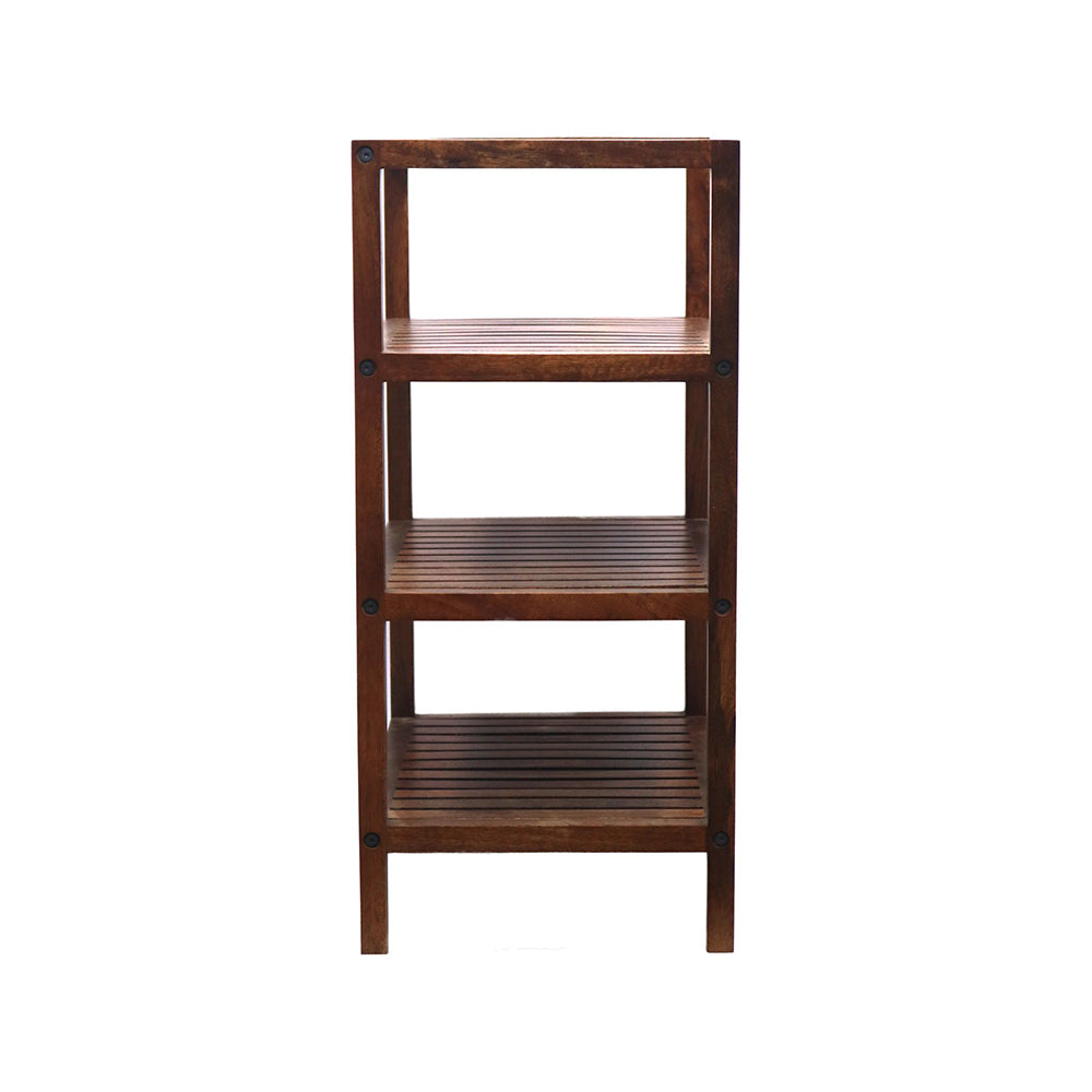 Wooden Storage Rack With 3 Shelves, Medium - Walnut