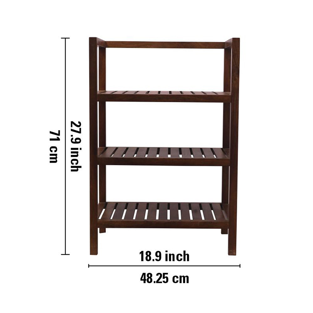 Wooden Storage Rack With 3 Shelves, Medium - Walnut