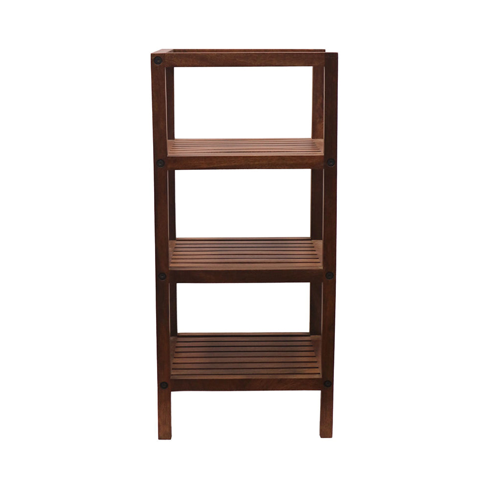 Wooden Storage Rack With 3 Shelves, Small - Walnut