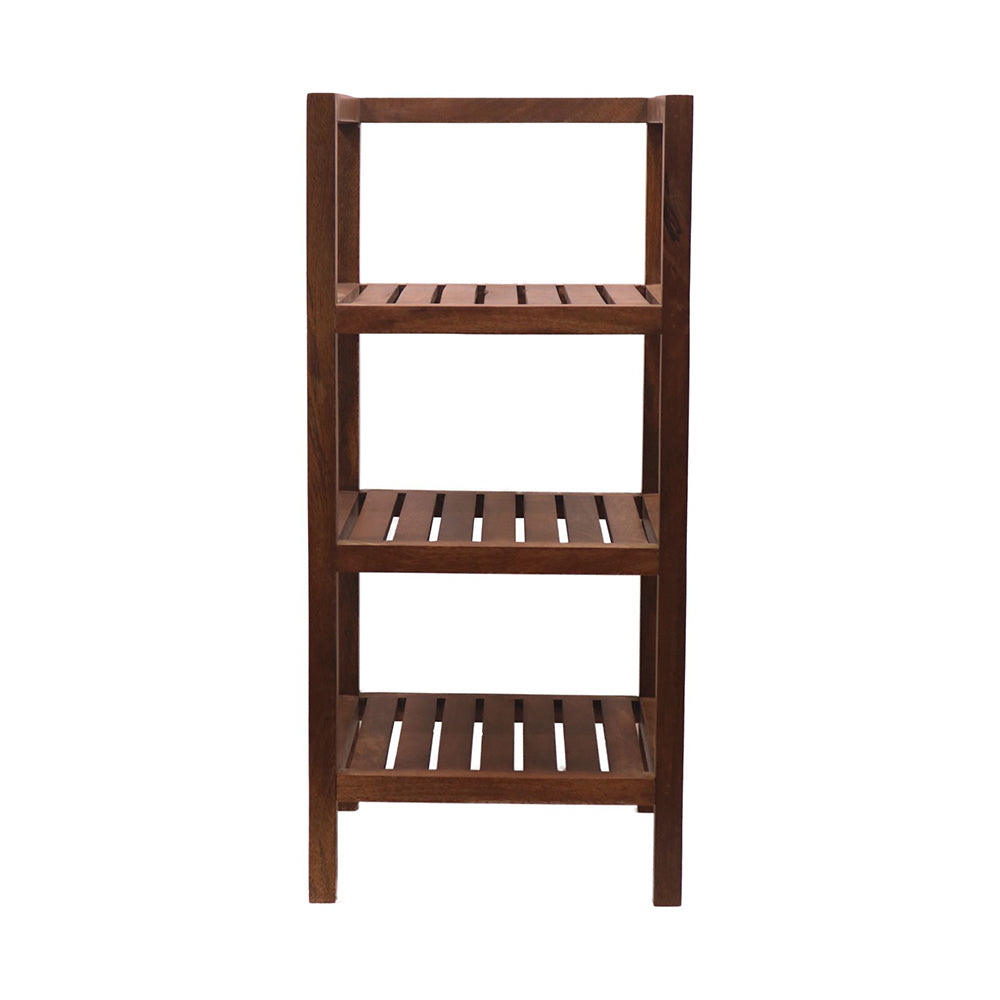 Wooden Storage Rack With 3 Shelves, Small - Walnut