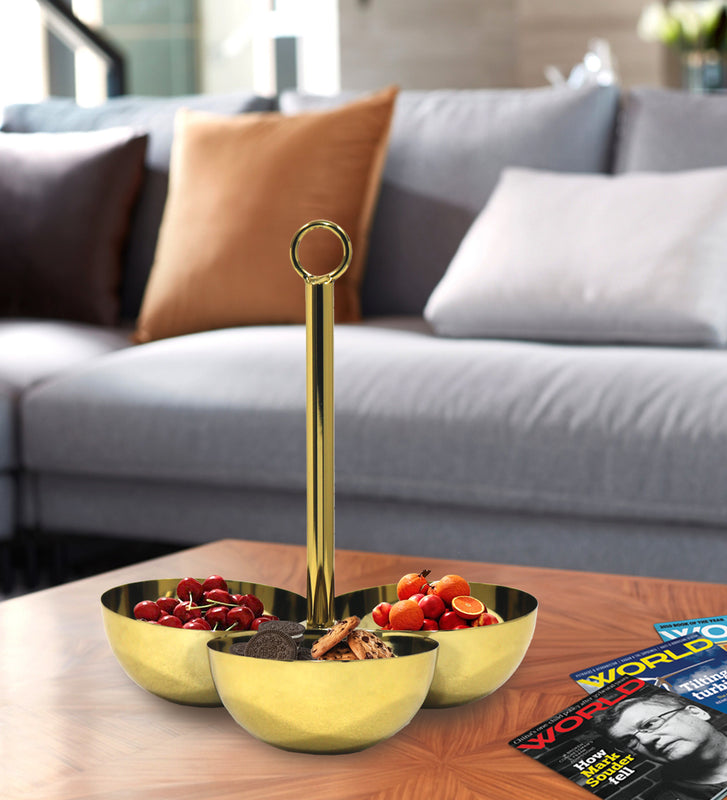 Serene Metal Serving Bowl - Gold