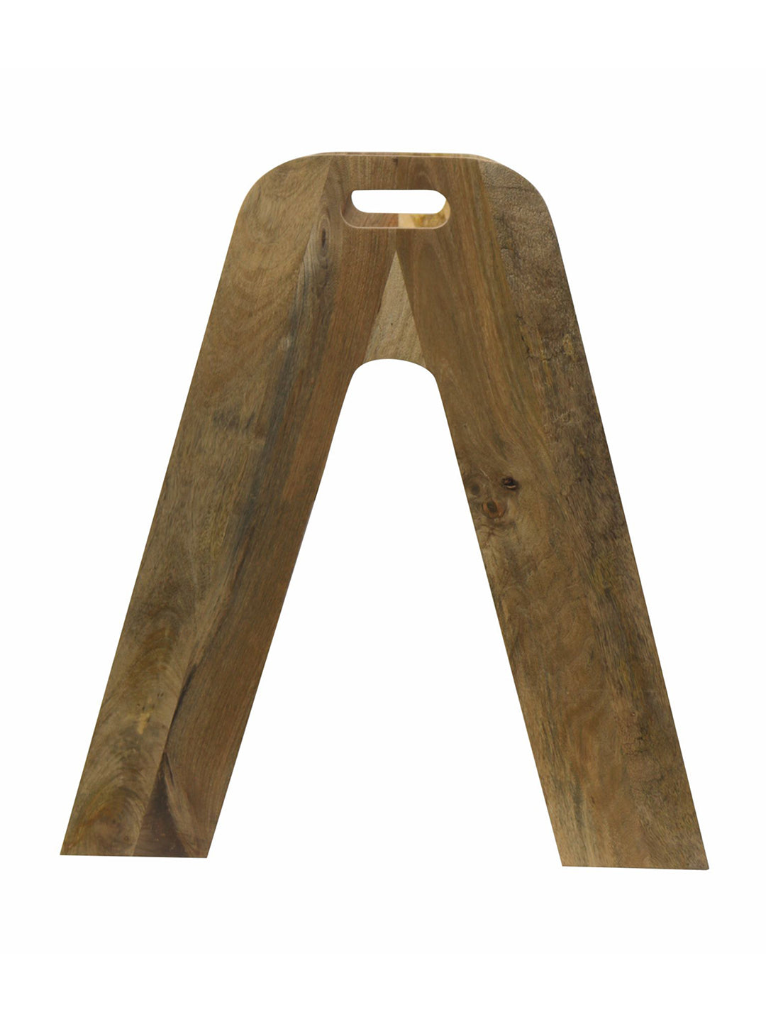 Mango Wood Foldable 3-Step Wide Anti Slip Ladder-Natural