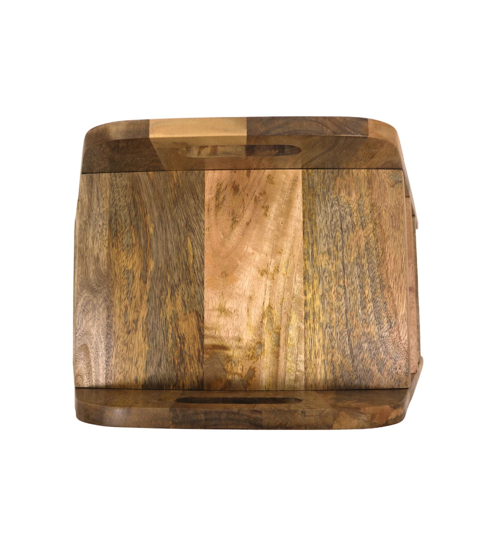 Mango Wood Foldable 3-Step Wide Anti Slip Ladder-Natural