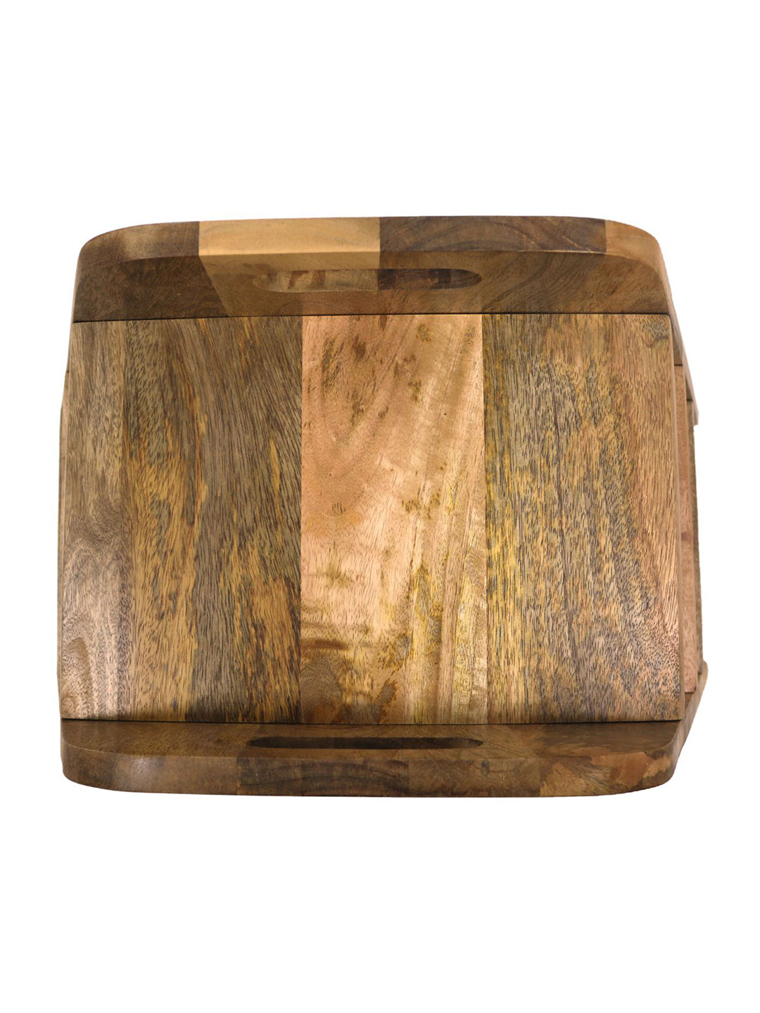 Mango Wood Foldable 3-Step Wide Anti Slip Ladder-Natural