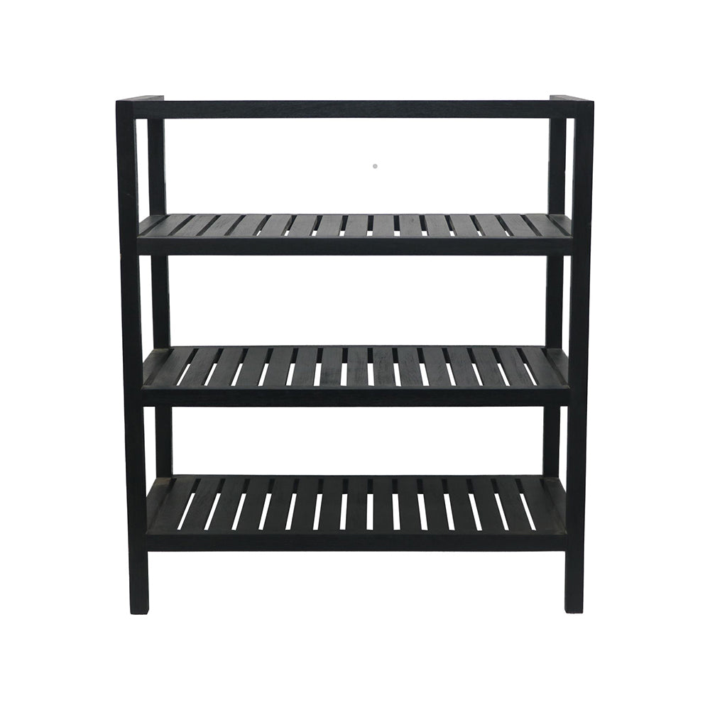 Wooden Storage Rack With 3 Shelves, Large - Black