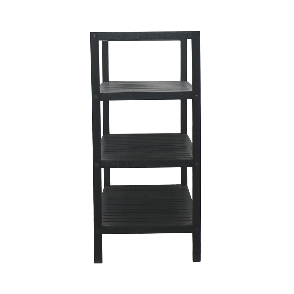 Wooden Storage Rack With 3 Shelves, Large - Black