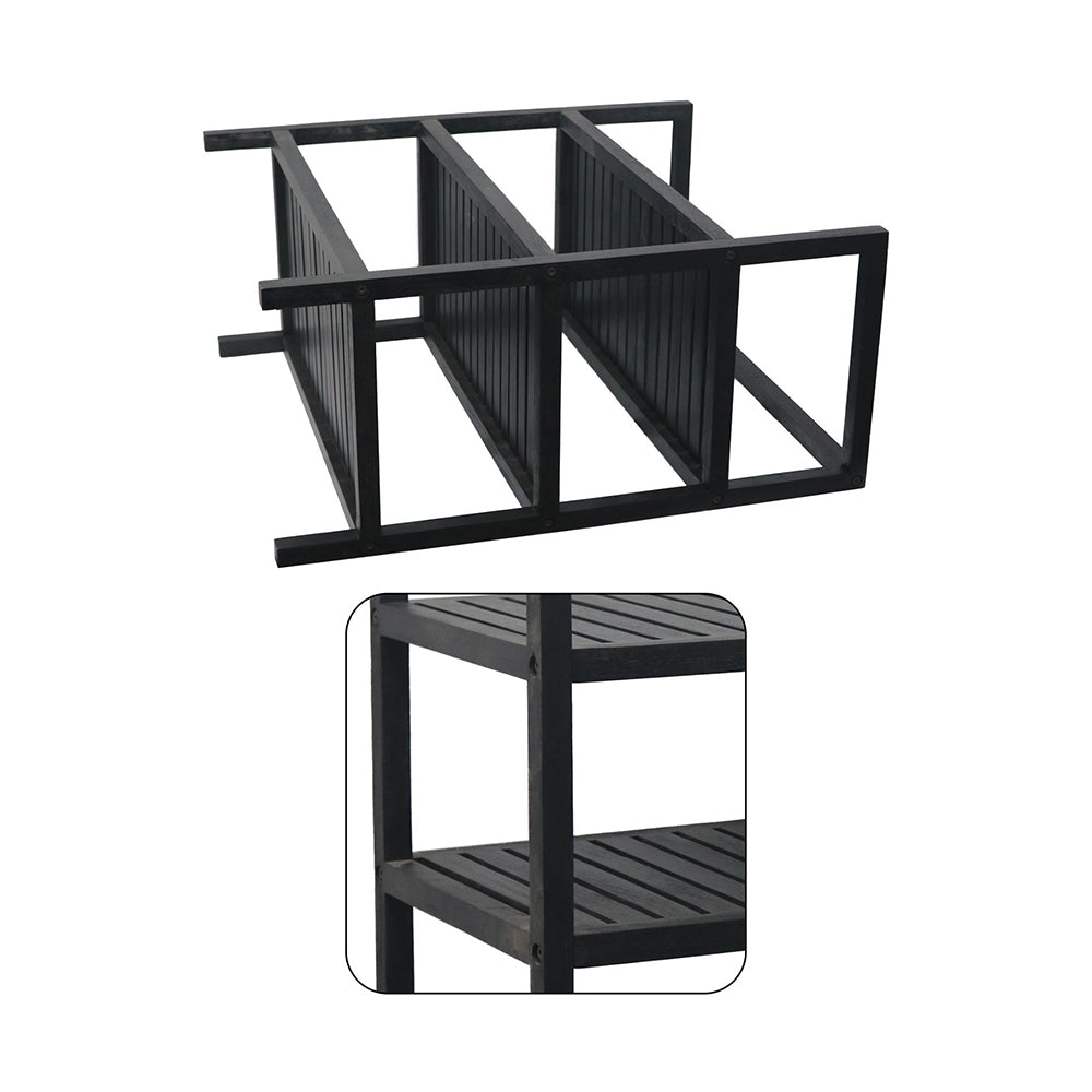 Wooden Storage Rack With 3 Shelves, Large - Black