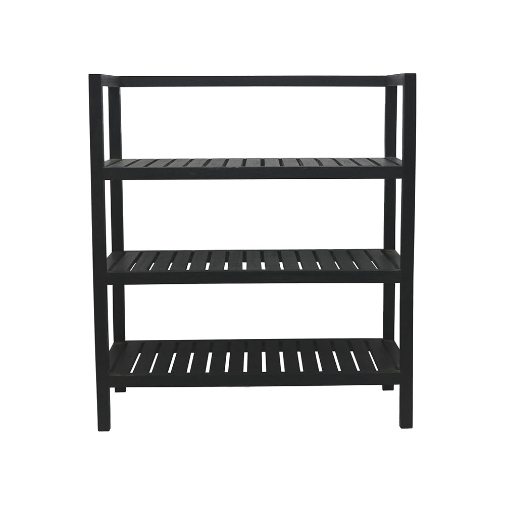 Wooden Storage Rack With 3 Shelves, Large - Black