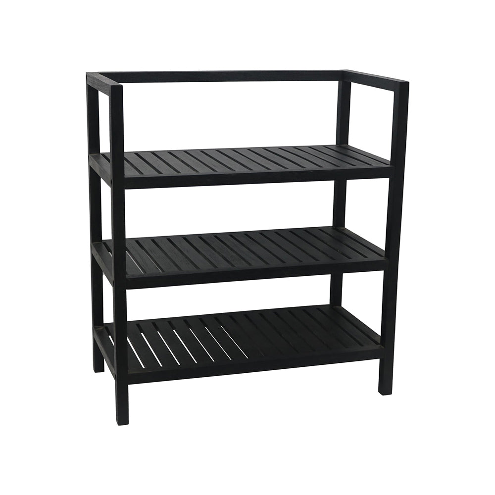 Wooden Storage Rack With 3 Shelves, Large - Black