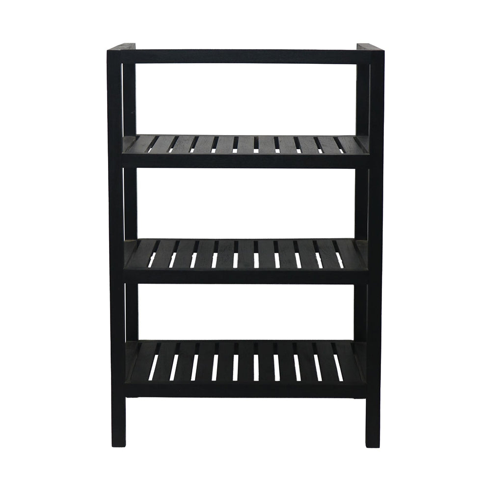 Wooden Storage Rack With 3 Shelves, Medium - Black
