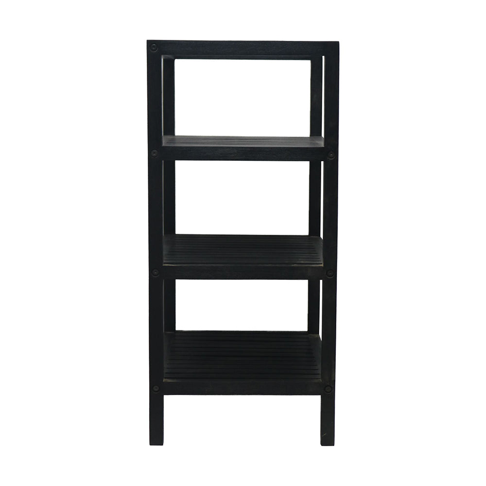 Wooden Storage Rack With 3 Shelves, Medium - Black
