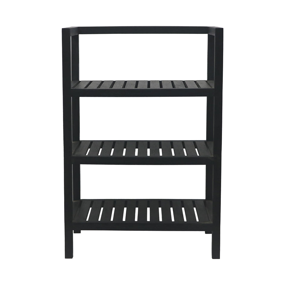 Wooden Storage Rack With 3 Shelves, Medium - Black