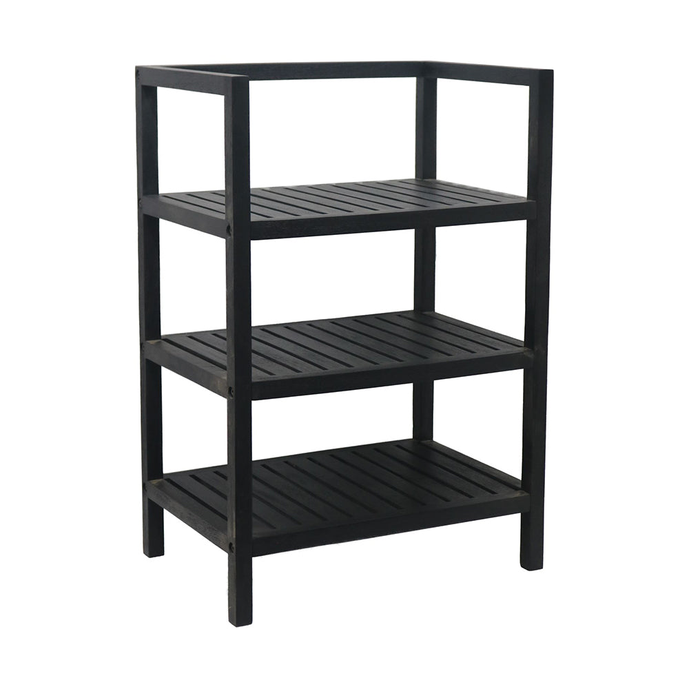 Wooden Storage Rack With 3 Shelves, Medium - Black