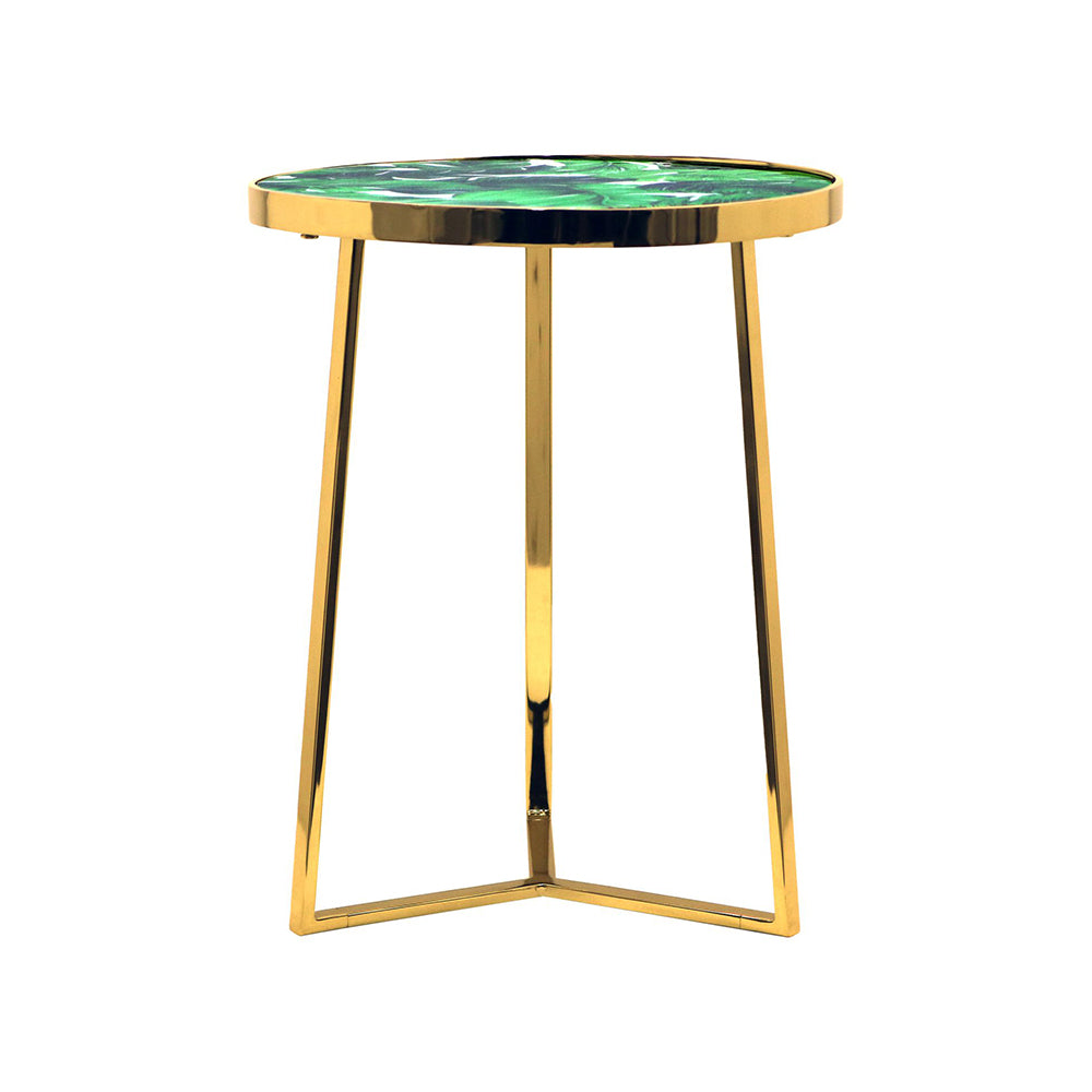 Floris Metal Side Table - Gold & Green