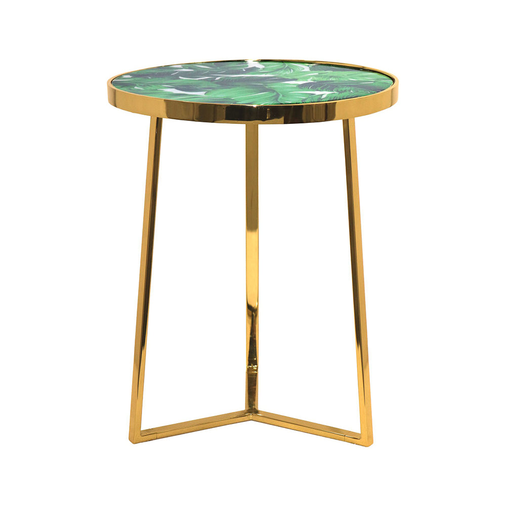 Floris Metal Side Table - Gold & Green