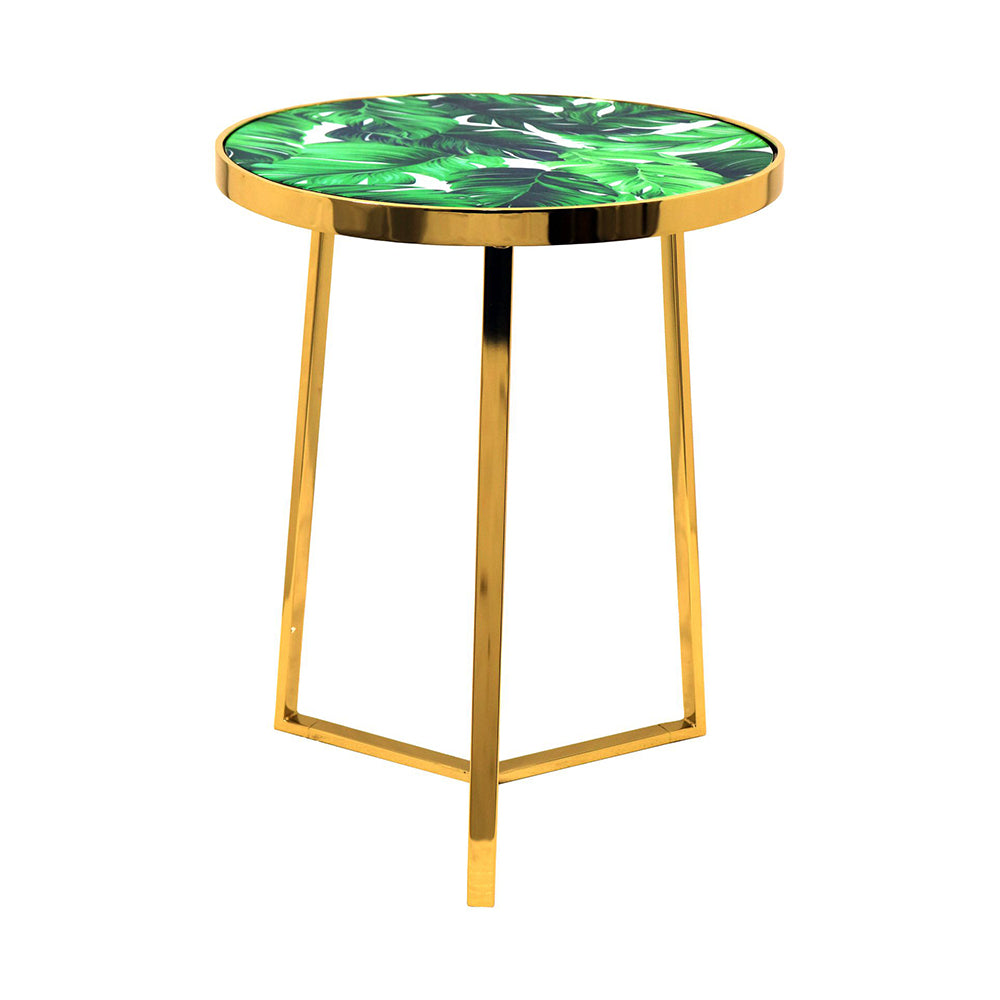 Floris Metal Side Table - Gold & Green