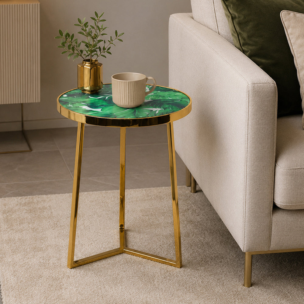 Floris Metal Side Table - Gold & Green