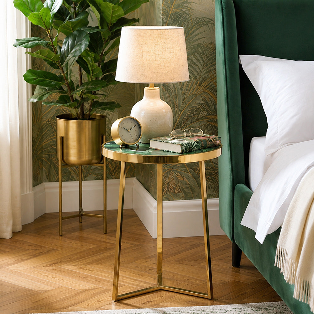 Floris Metal Side Table - Gold & Green