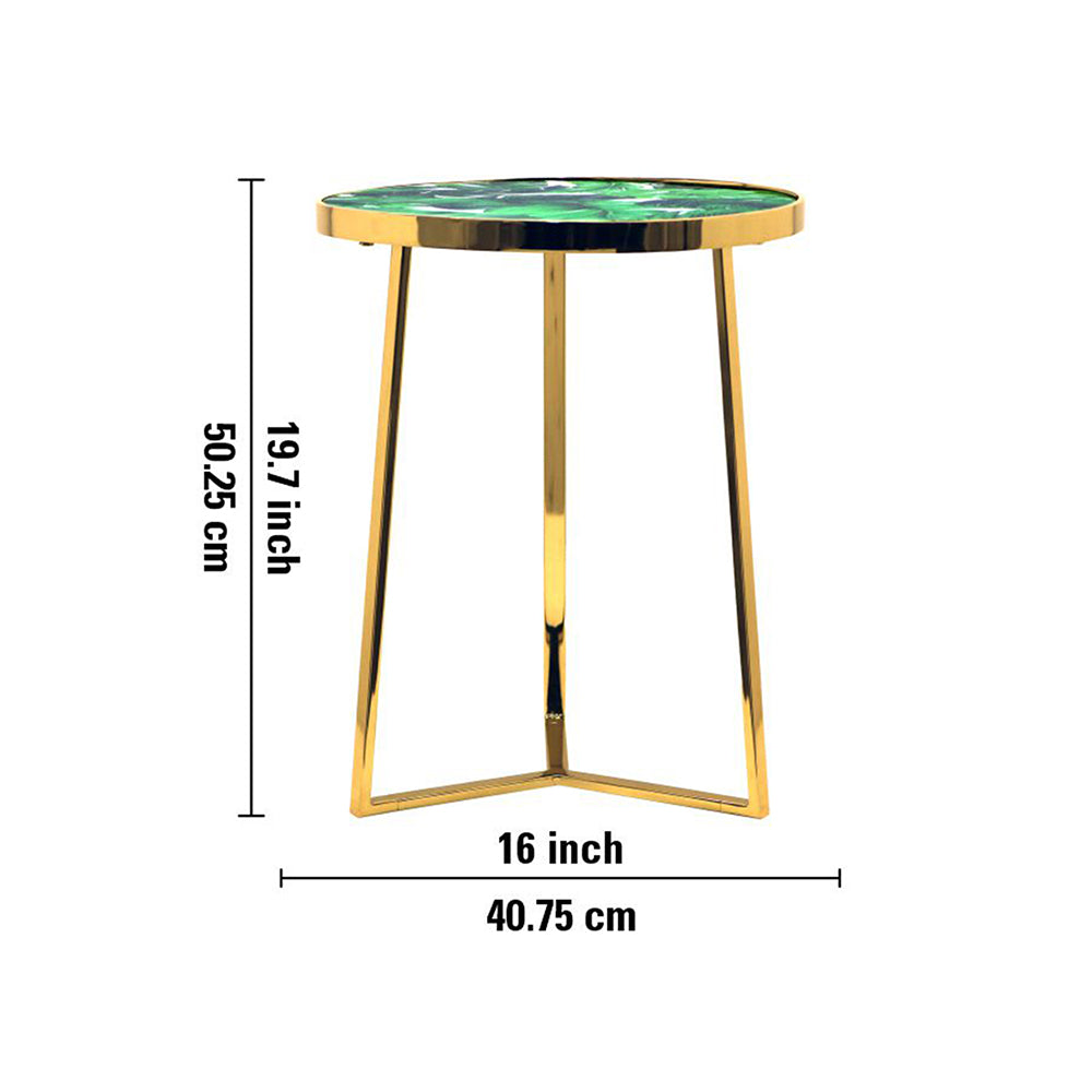 Floris Metal Side Table - Gold & Green