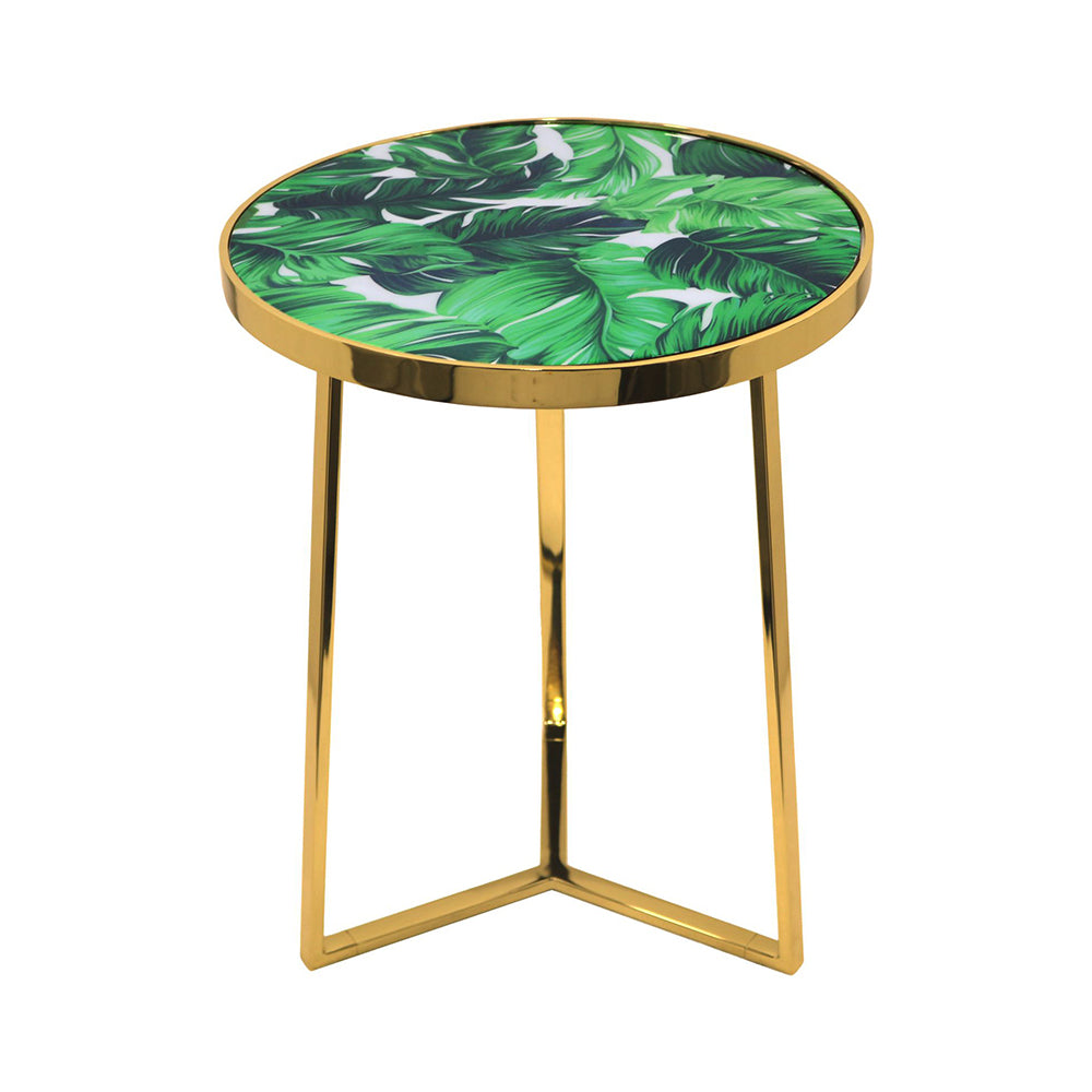 Floris Metal Side Table - Gold & Green