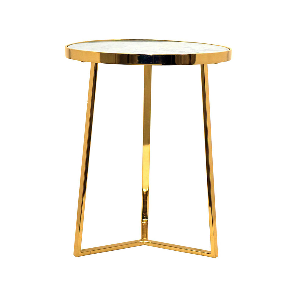 Floris Metal Side Table With Marble Top - Gold