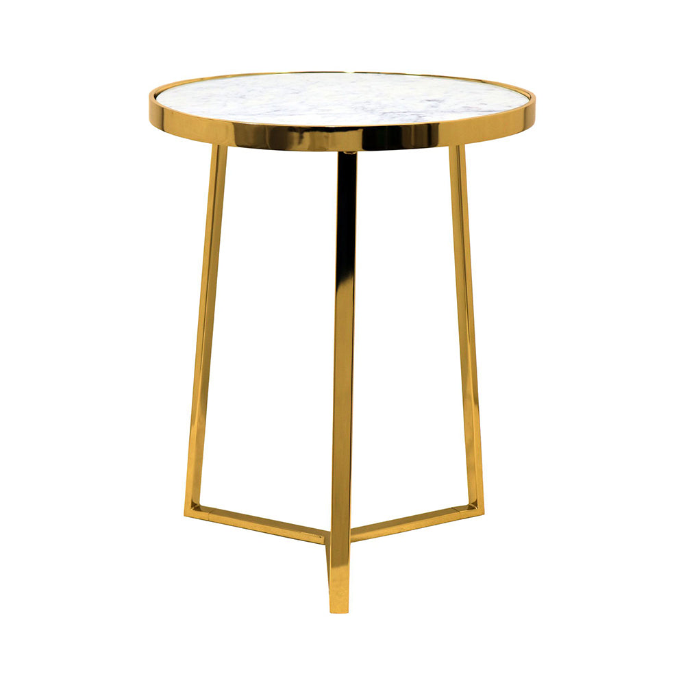 Floris Metal Side Table With Marble Top - Gold