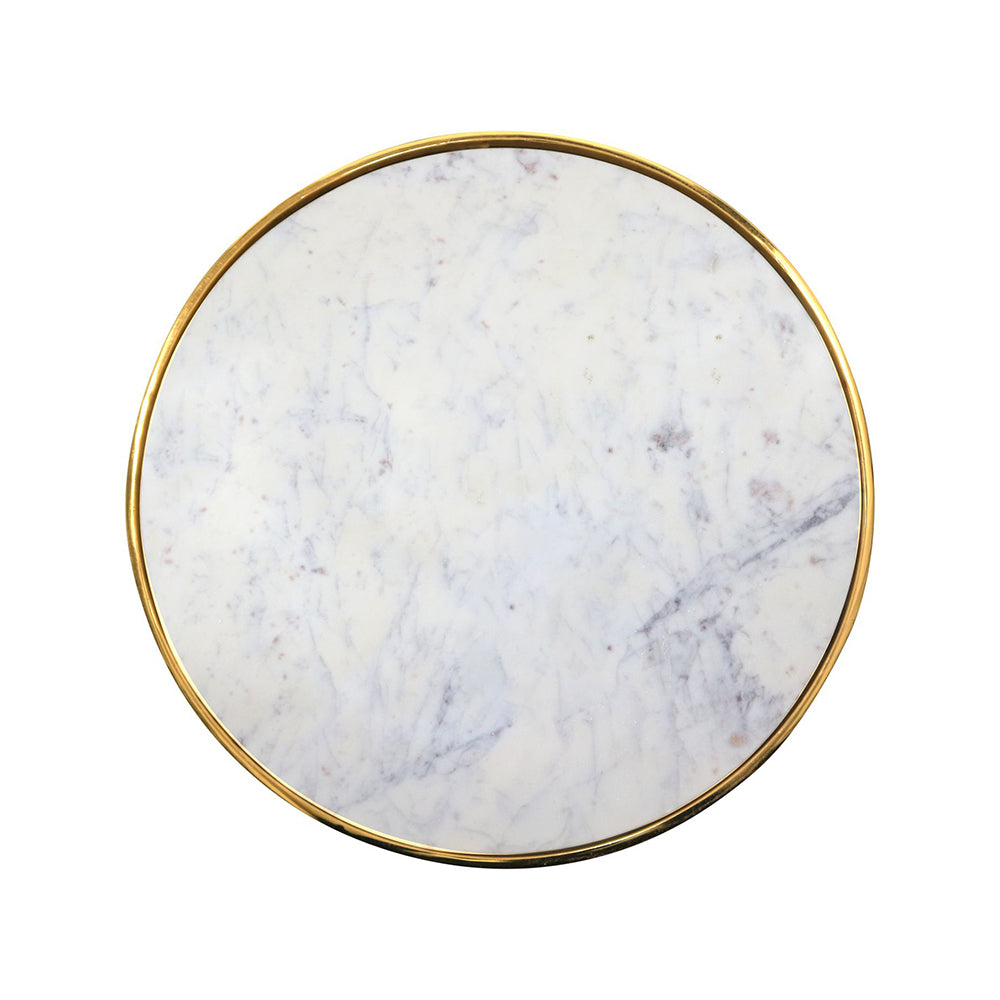 Floris Metal Side Table With Marble Top - Gold