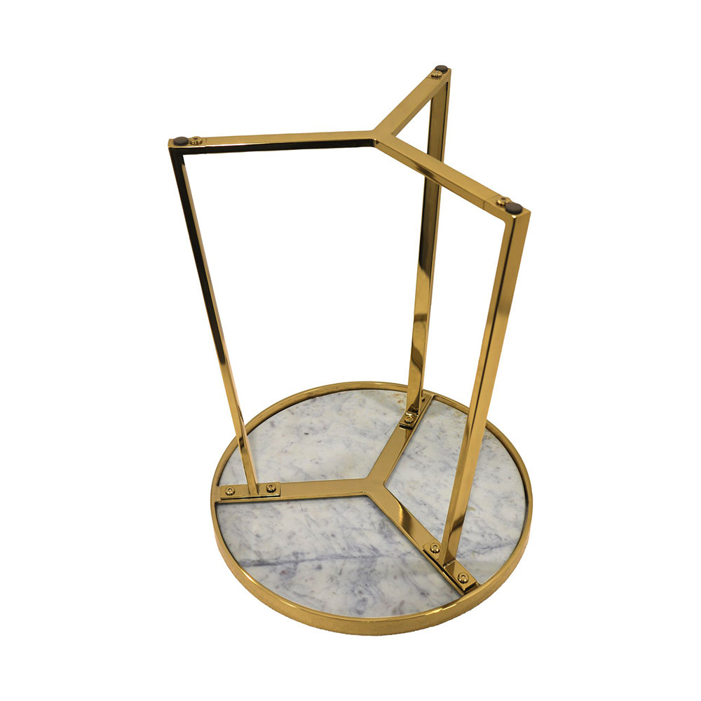 Floris Metal Side Table With Marble Top - Gold