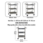 Kitchen Cart 3-Tier Revolving Multipurpose Kitchen Cart with Wheels | Silver Steel Kitchen Trolley