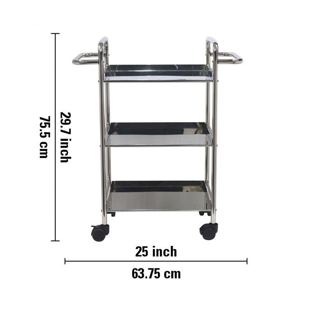 Linear Lux Metal 3 Tier Serving Trolley - Silver