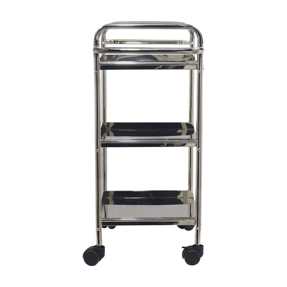 Kitchen Cart 3-Tier Revolving Multipurpose Kitchen Cart with Wheels | Silver Steel Kitchen Trolley