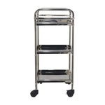 Kitchen Cart 3-Tier Revolving Multipurpose Kitchen Cart with Wheels | Silver Steel Kitchen Trolley