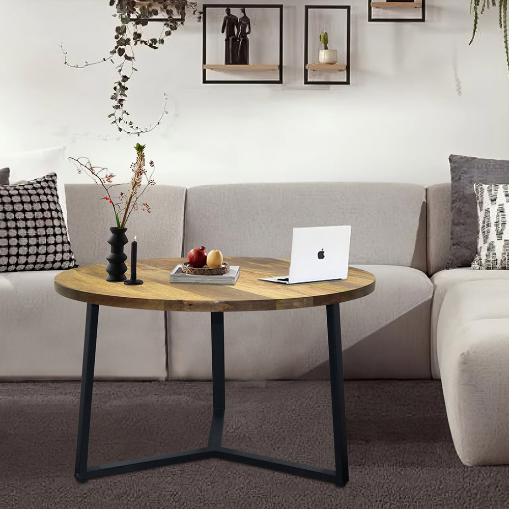 Metal Center Table With Wooden Top For Home Decor And Office