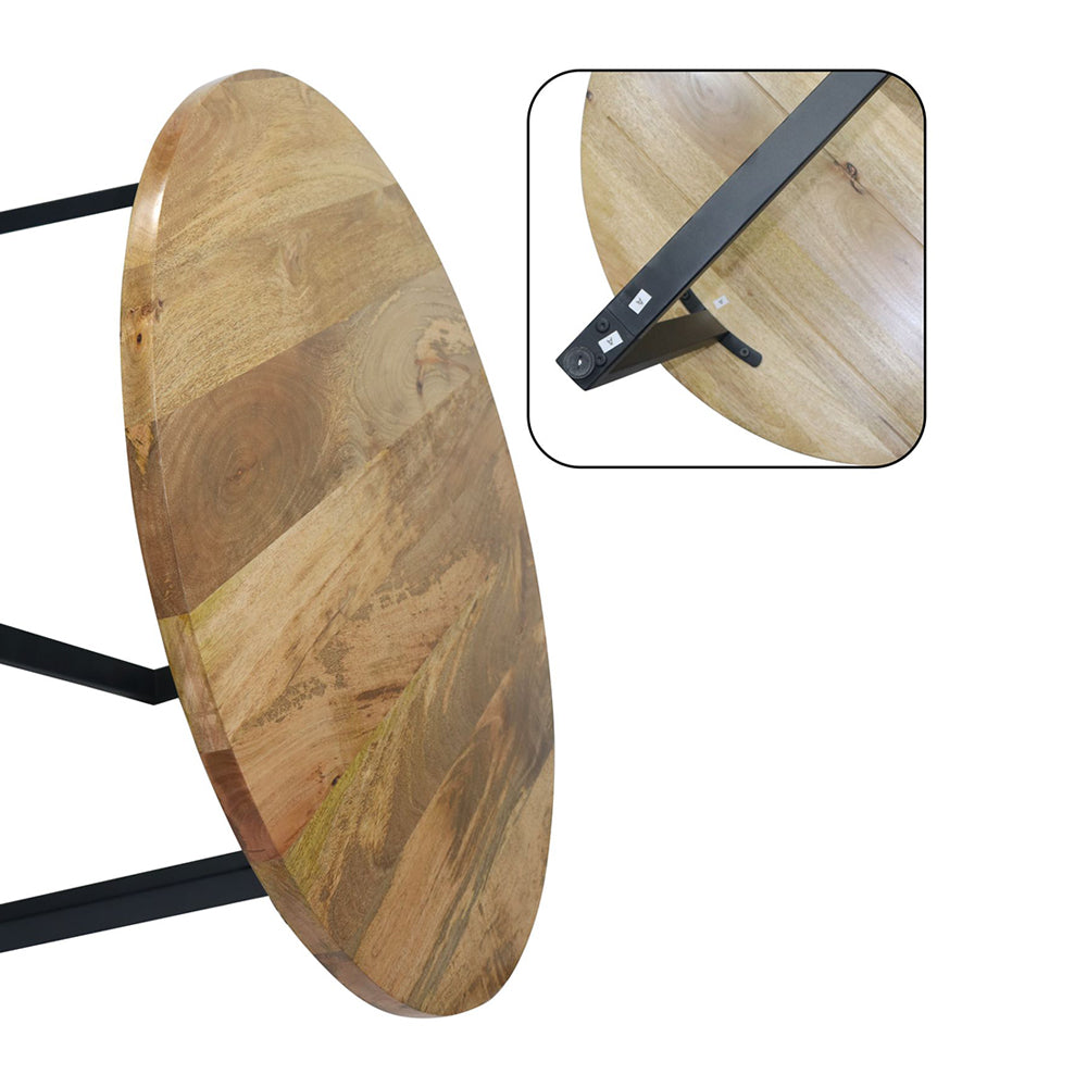 Metal Center Table With Wooden Top For Home Decor And Office