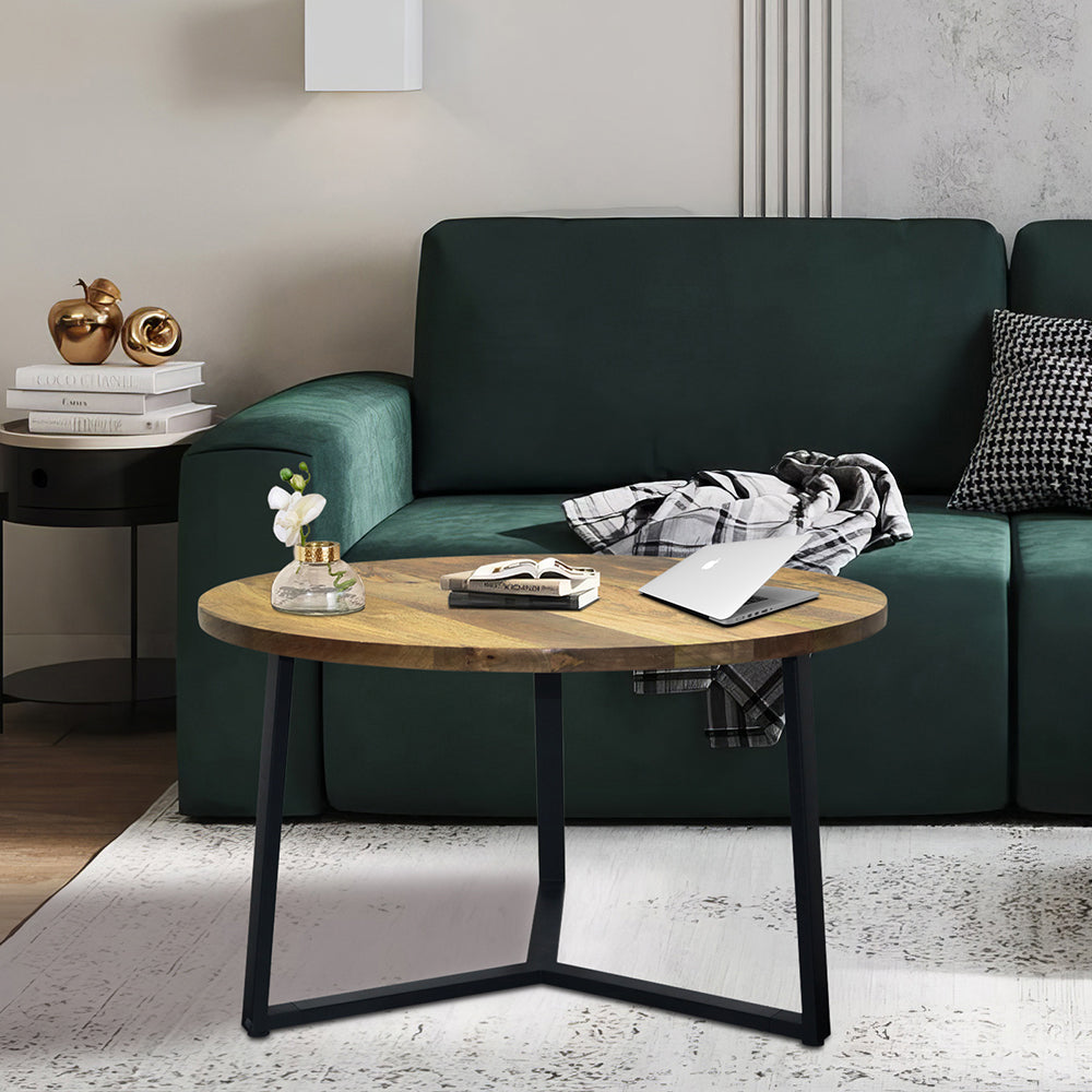 Metal Center Table With Wooden Top For Home Decor And Office