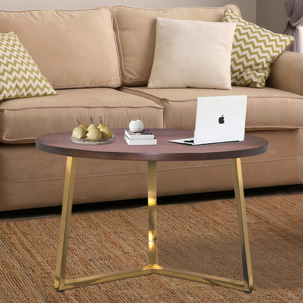 Metal Center Table With Wooden Top For Home Decor And Office