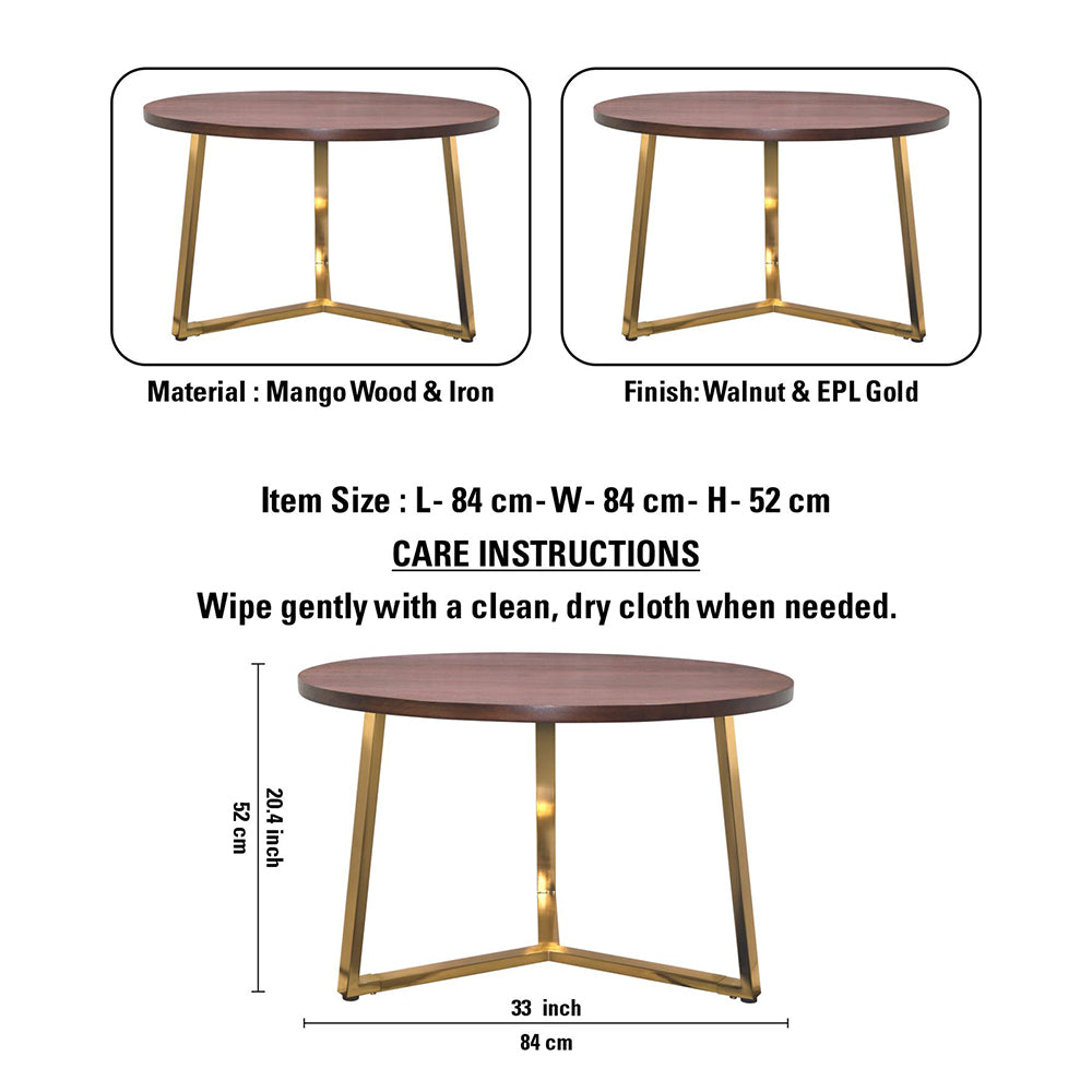 Metal Center Table With Wooden Top For Home Decor And Office