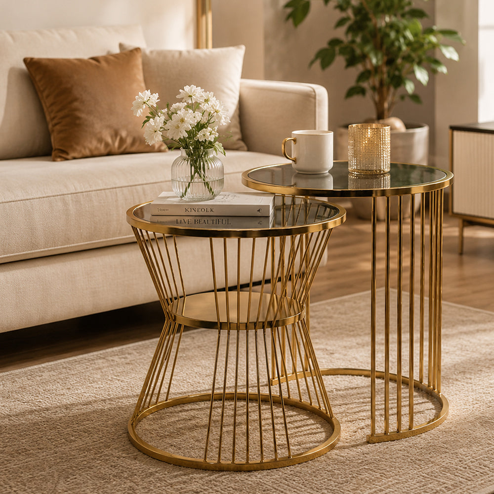 Sora Metal Nesting Table - Gold