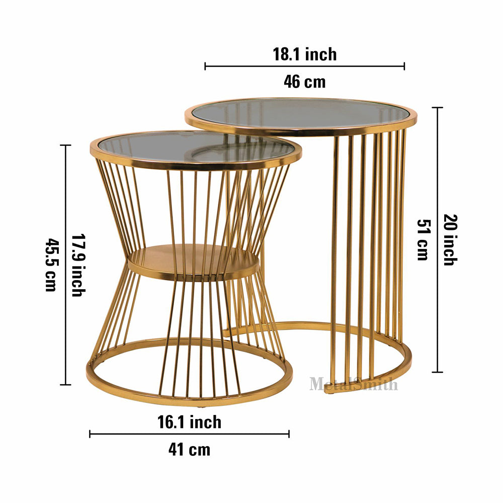 Metalsmith Nesting Table For Home, Office, Indoor & Outdoor I Decorative Steel Nesting Table (Finish Color - Gold, Pre-assembled)