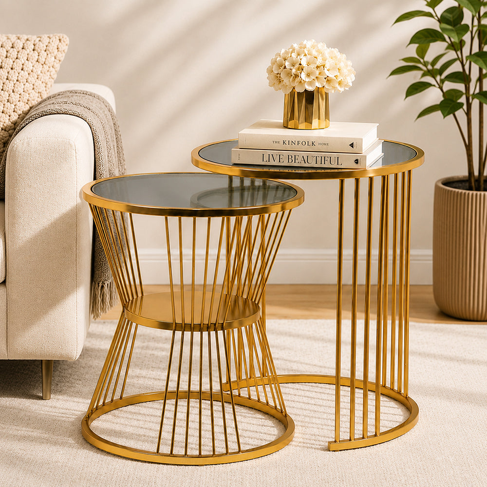 Sora Metal Nesting Table - Gold