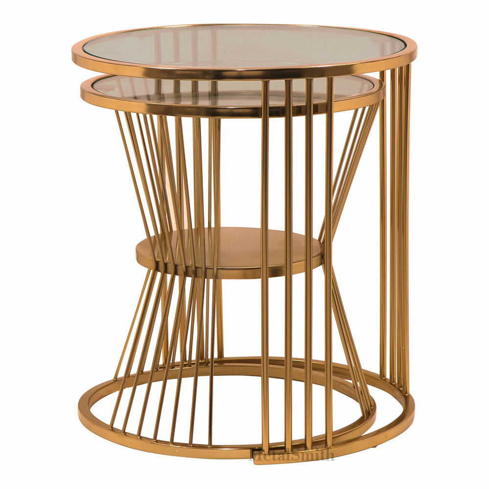 Metalsmith Nesting Table For Home, Office, Indoor & Outdoor I Decorative Steel Nesting Table (Finish Color - Gold, Pre-assembled)