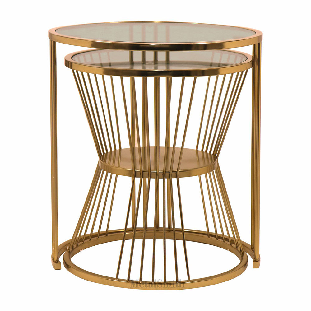 Metalsmith Nesting Table For Home, Office, Indoor & Outdoor I Decorative Steel Nesting Table (Finish Color - Gold, Pre-assembled)