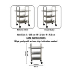 Kitchen Cart 3-Tier Revolving Multipurpose Kitchen Cart with Wheels | Silver Steel Kitchen Trolley