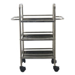 Kitchen Cart 3-Tier Revolving Multipurpose Kitchen Cart with Wheels | Silver Steel Kitchen Trolley