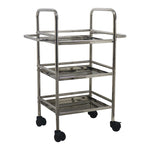 Kitchen Cart 3-Tier Revolving Multipurpose Kitchen Cart with Wheels | Silver Steel Kitchen Trolley