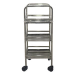 Kitchen Cart 3-Tier Revolving Multipurpose Kitchen Cart with Wheels | Silver Steel Kitchen Trolley