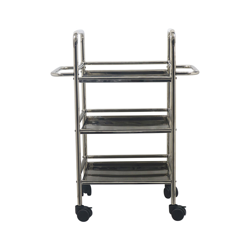 Metal 3 Tier Serving Trolley - Silver