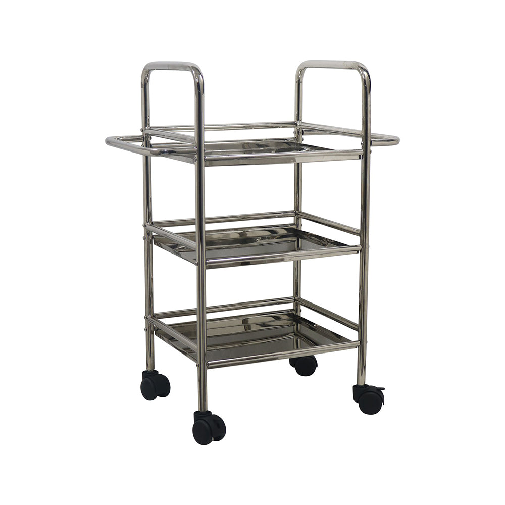 Metal 3 Tier Serving Trolley - Silver